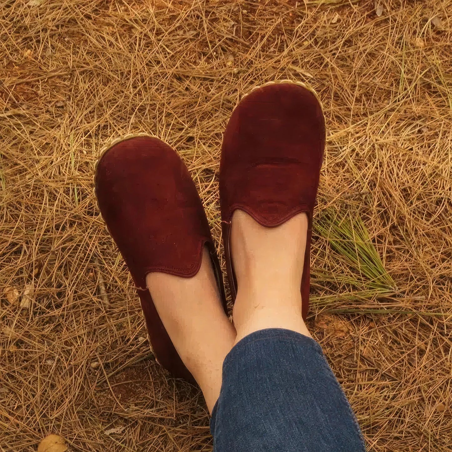 minimalist barefoot walking shoes women nubuck burgundy