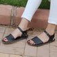 minimalist black leather barefoot huarache sandals womens band