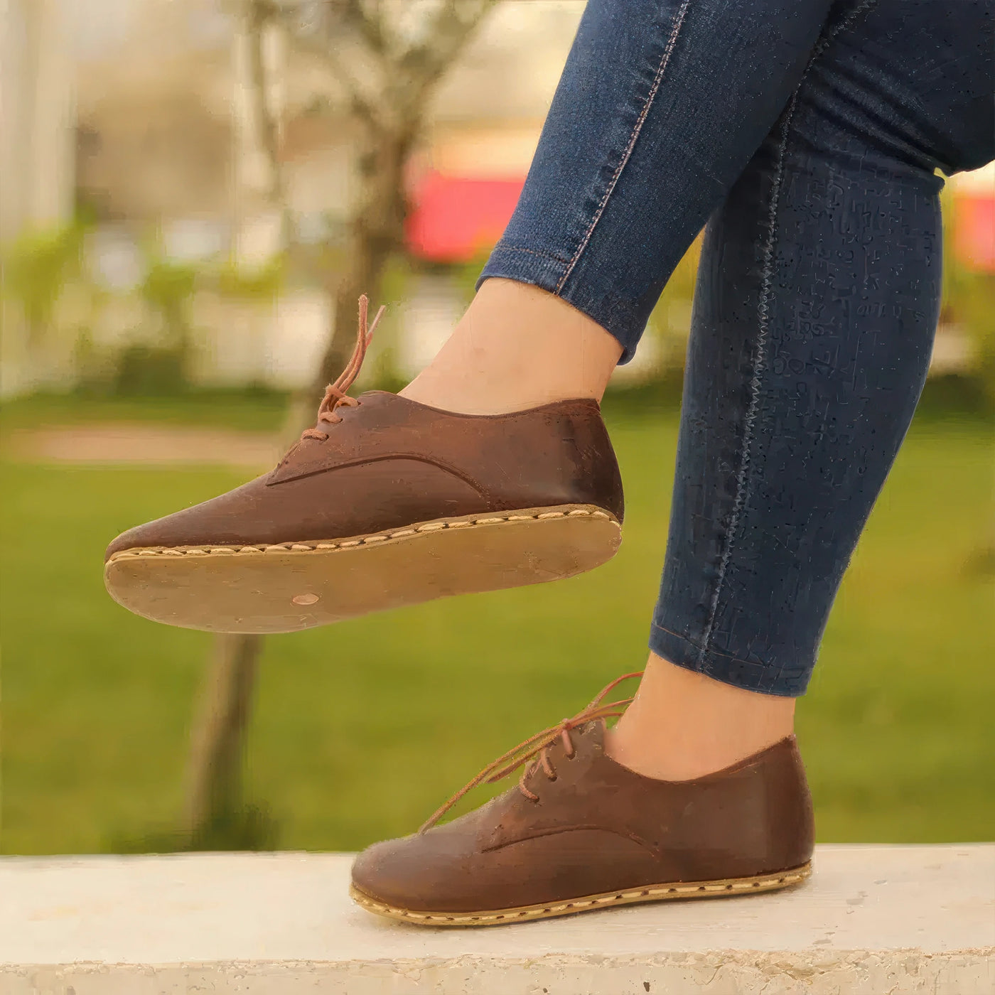Barefoot Oxford Shoes Women - Laced Brown - Nefes Shoes 11.5 Barefoot Oxford Shoes Women - Laced Brown - Nefes Shoes 11.5