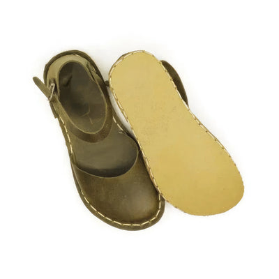minimalist handmade sandals olive green color