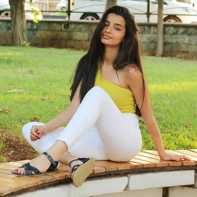 minimalist huarache sandals women black leather