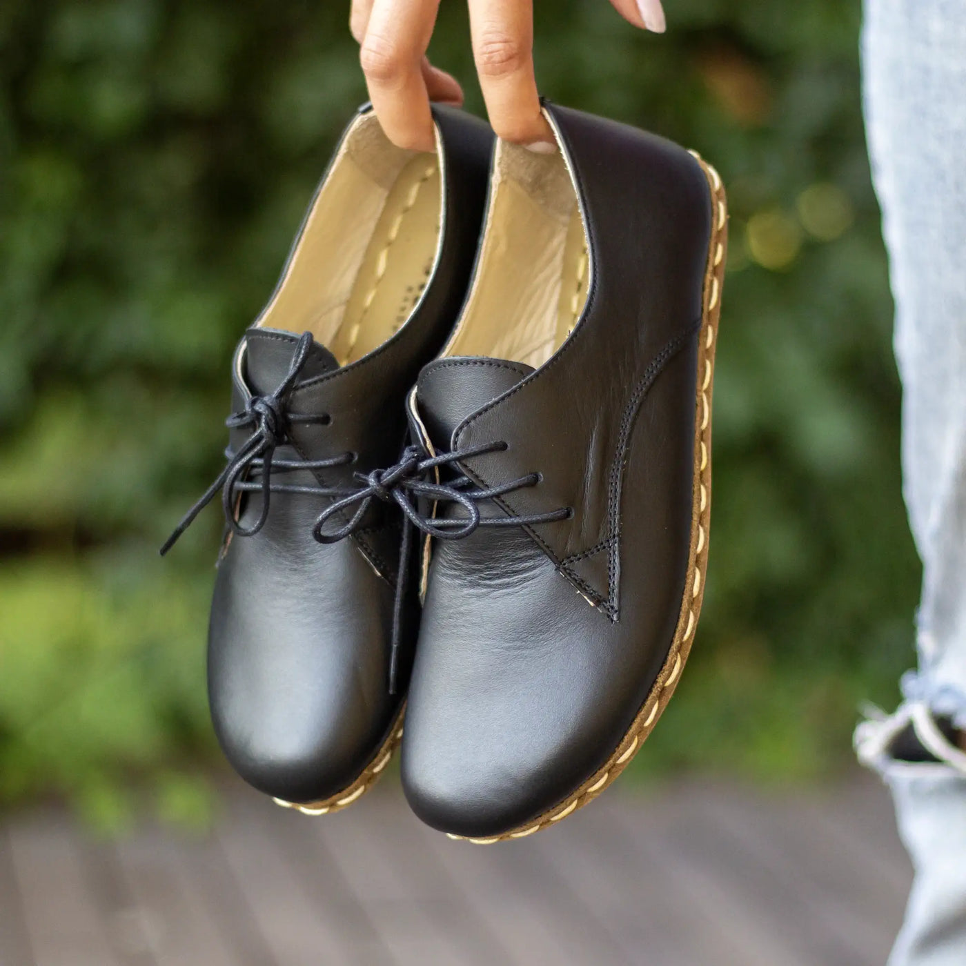 Barefoot Oxford Shoes Women Laced Black Barefoot Oxford Shoes Women Laced Black