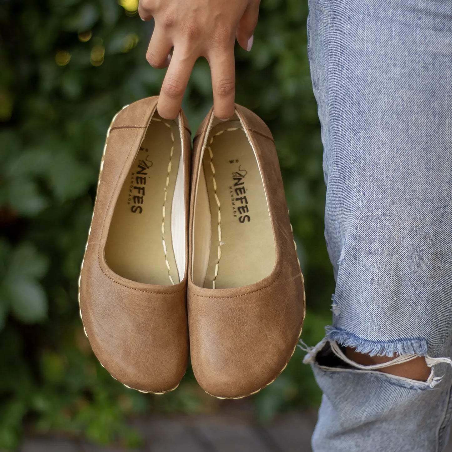 minimalist matte brown barefoot flat shoes for women