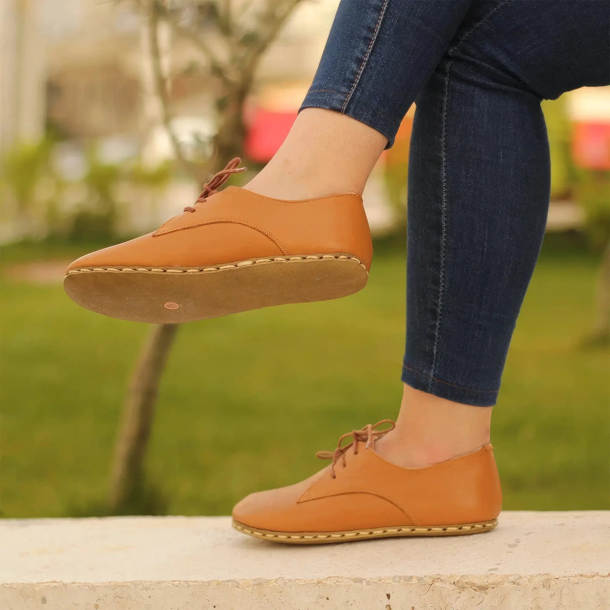 minimalist oxford barefoot shoes women light brown leather