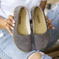 natural barefoot flat gray nubuck shoes for women