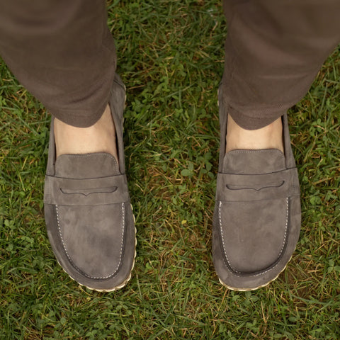 natural grounding earthing shoes men gray nubuck