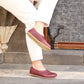 natural handmade barefoot loafers for women burgundy