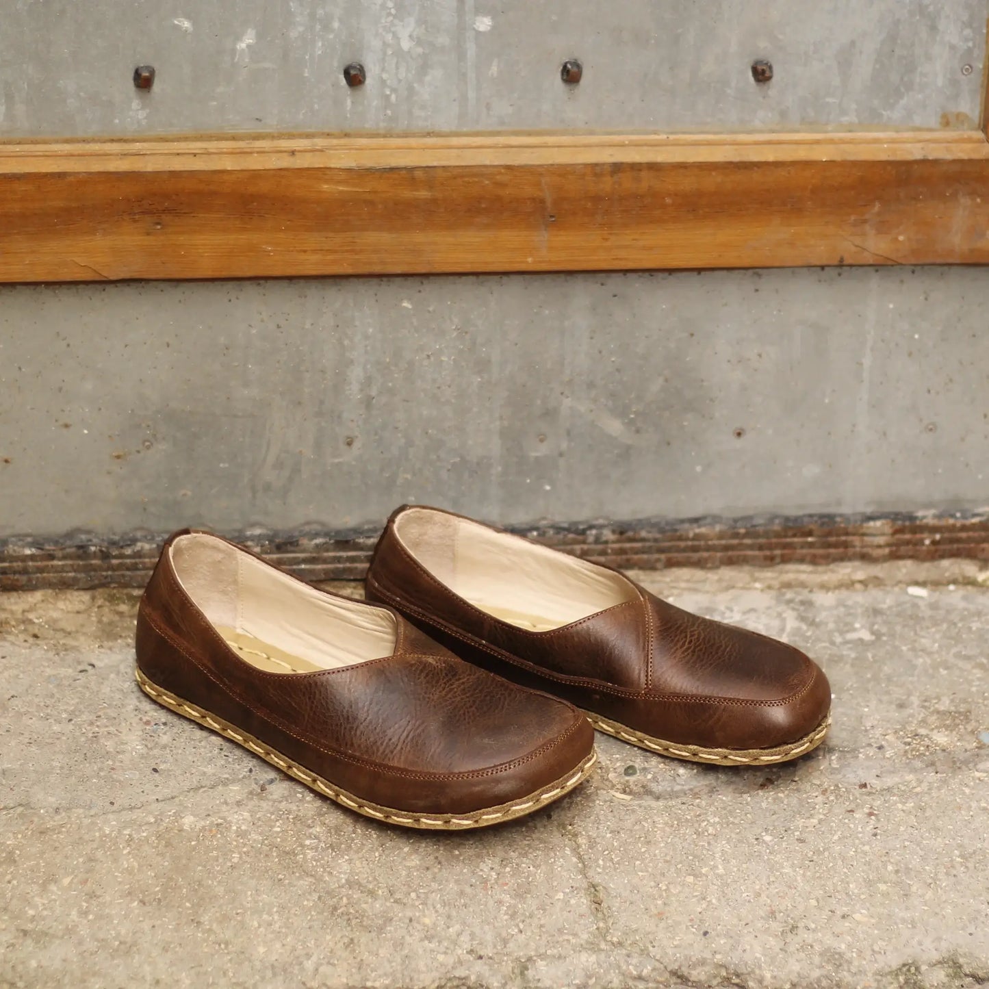 natural handmade barefoot loafers for women crazy classic brown