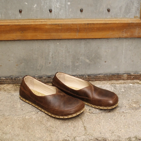 natural handmade barefoot loafers for women crazy classic brown