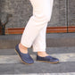 natural handmade barefoot loafers for women navy blue
