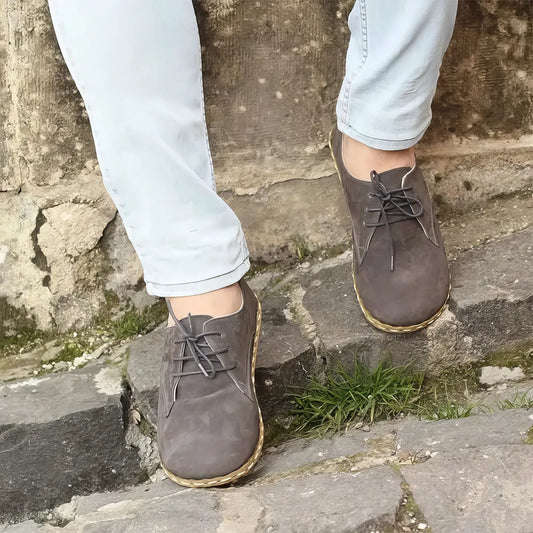 natural walking shoes men handmade nubuck gray