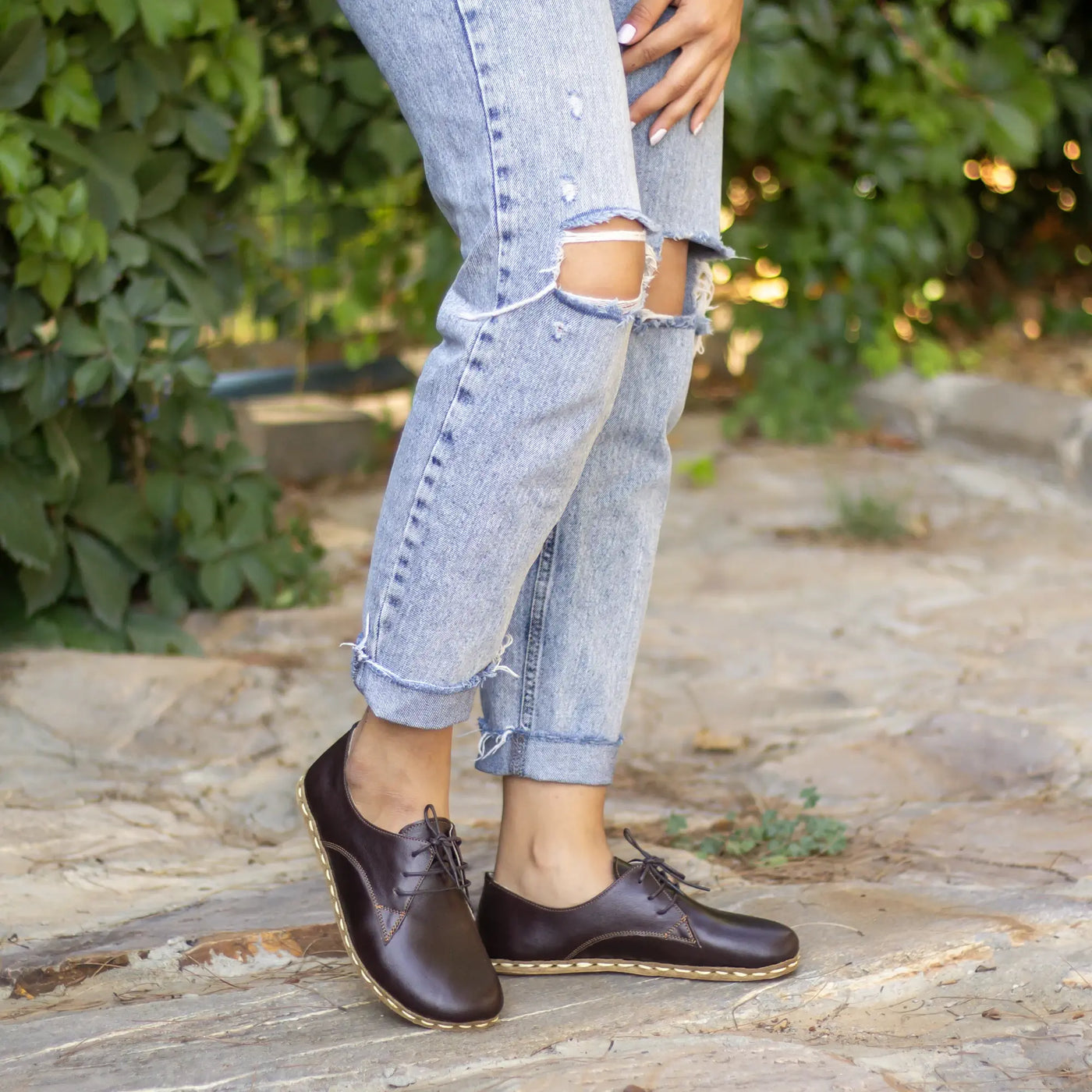 Handmade Barefoot Leather Shoes Bitter Brown for Women Handmade Barefoot Leather Shoes Bitter Brown for Women