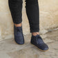 Navy Blue Barefoot Leather Men's Laced Short Boots-Ayakkabılar-nefesshoes-5-Nefes Shoes