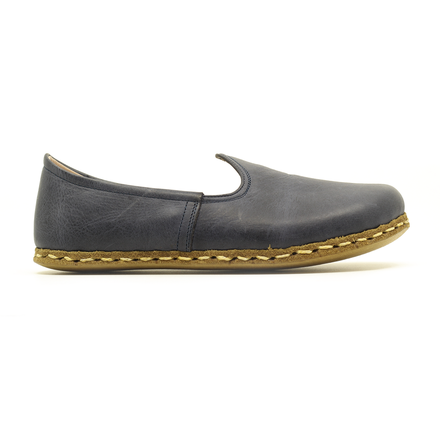 Navy Blue Barefoot Leather Shoes Flat for Women-Women Barefoot Shoes Classic-nefesshoes-3-Nefes Shoes