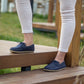 navy blue leather barefoot minimalist shoes for women