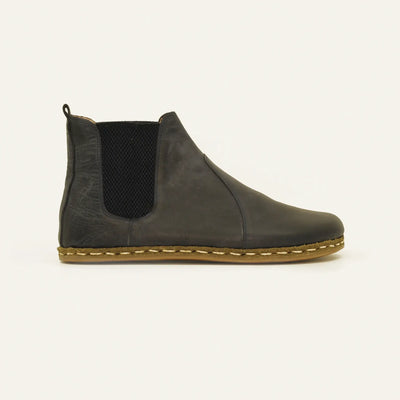 navy blue leather chelsea barefoot boots handmade mens