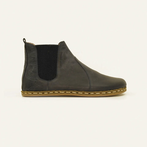 navy blue leather chelsea barefoot boots handmade mens