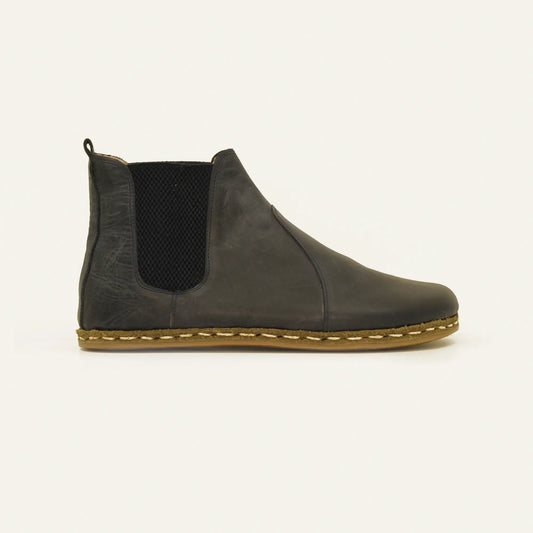 navy blue leather chelsea barefoot boots handmade mens