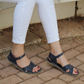 Navy Blue Leather Women's Huarache Barefoot Sandals-Women's Sandals-Nefes Shoes-3-Nefes Shoes