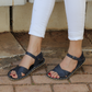 Navy Blue Leather Women's Huarache Barefoot Sandals-Women's Sandals-Nefes Shoes-3-Nefes Shoes