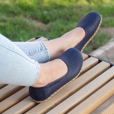 navy blue womens barefoot flat shoes