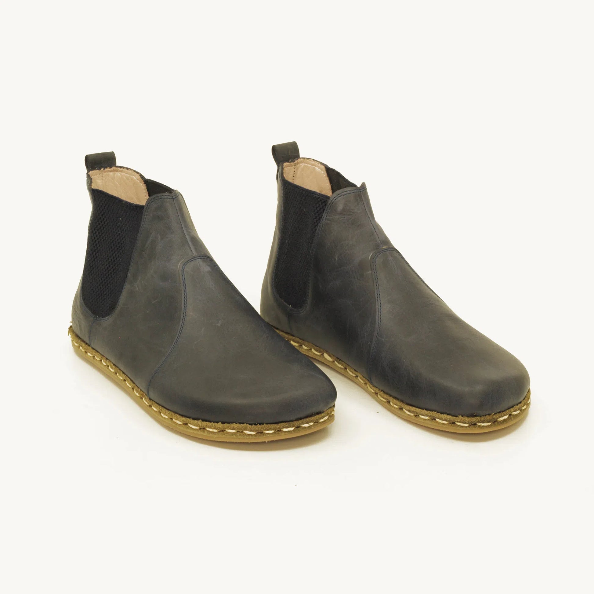 navy blue womens handmade chelsea barefoot leather boots