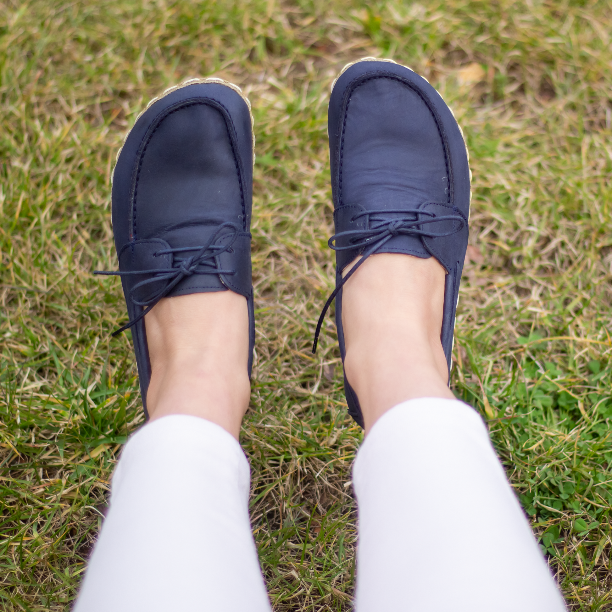 Navy Blue Women's Leather Earthing Barefoot Shoes-Women Barefoot Shoes Modern-Nefes Shoes-5-Nefes Shoes