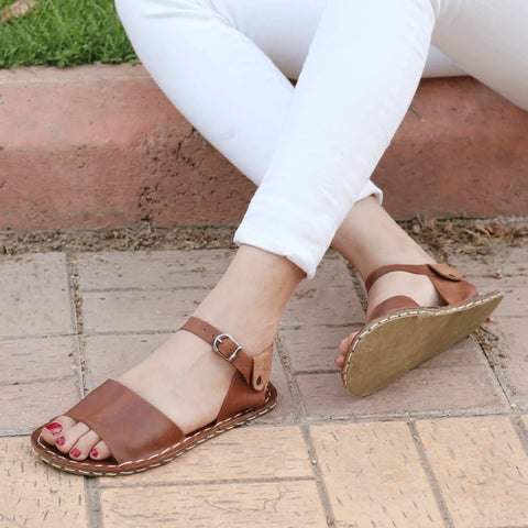 new brown leather womens band huarache barefoot sandals