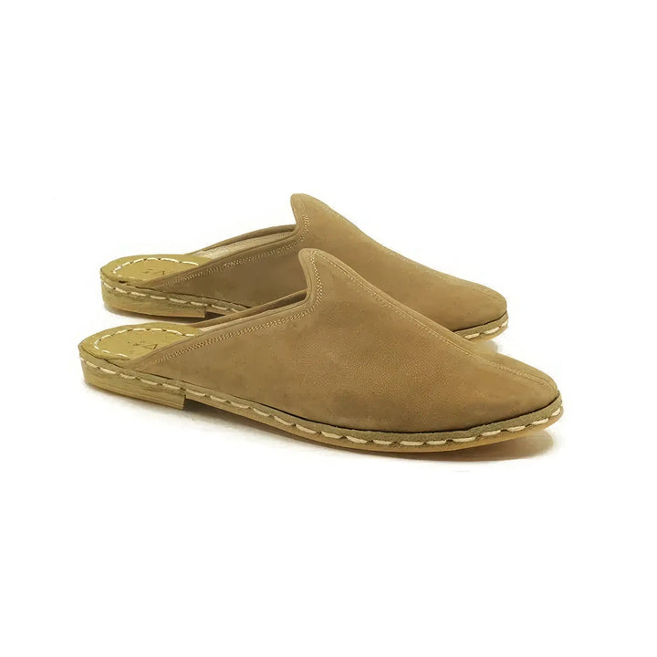 nubuck brown closed toe leather slippers men