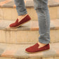 nubuck burgundy barefoot shoes for men