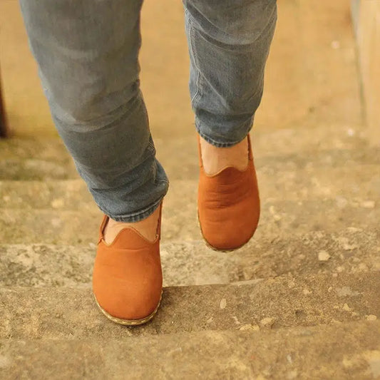nubuck orange mens barefoot shoes
