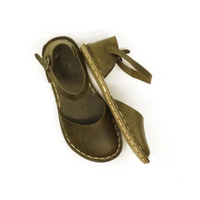 olive green barefoot sandals handmade for women
