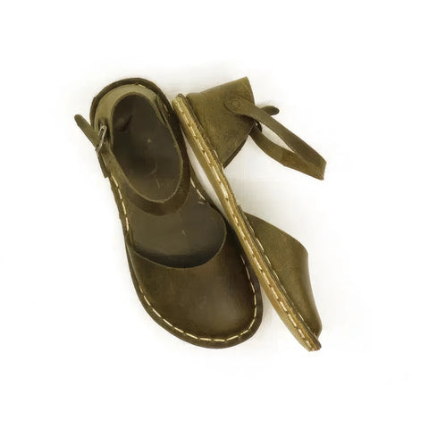 olive green barefoot sandals handmade for women