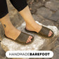 olive green leather slippers women handmade comfort
