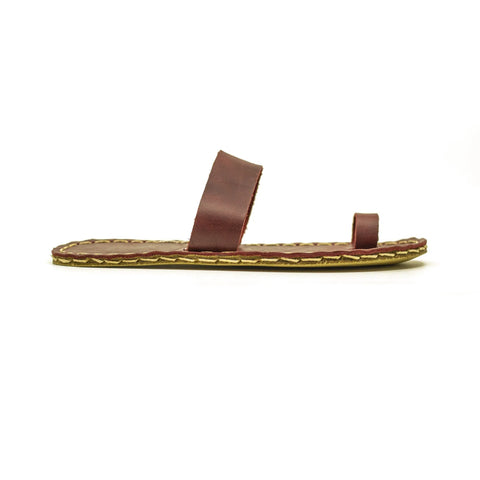 one-toe leather slipper - burgundy