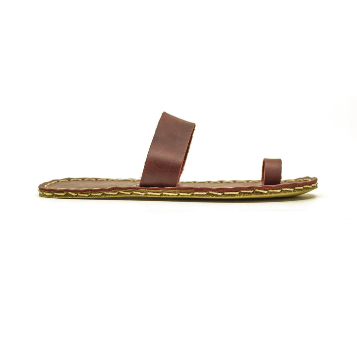 one-toe leather slipper - burgundy