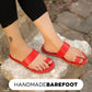 one toe leather slipper for women red