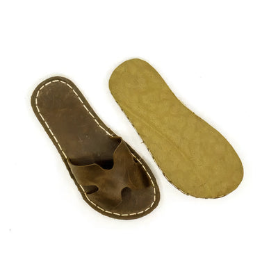 open toe barefoot sandals women classic brown leather