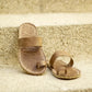 open toe light brown leather slipper single loop