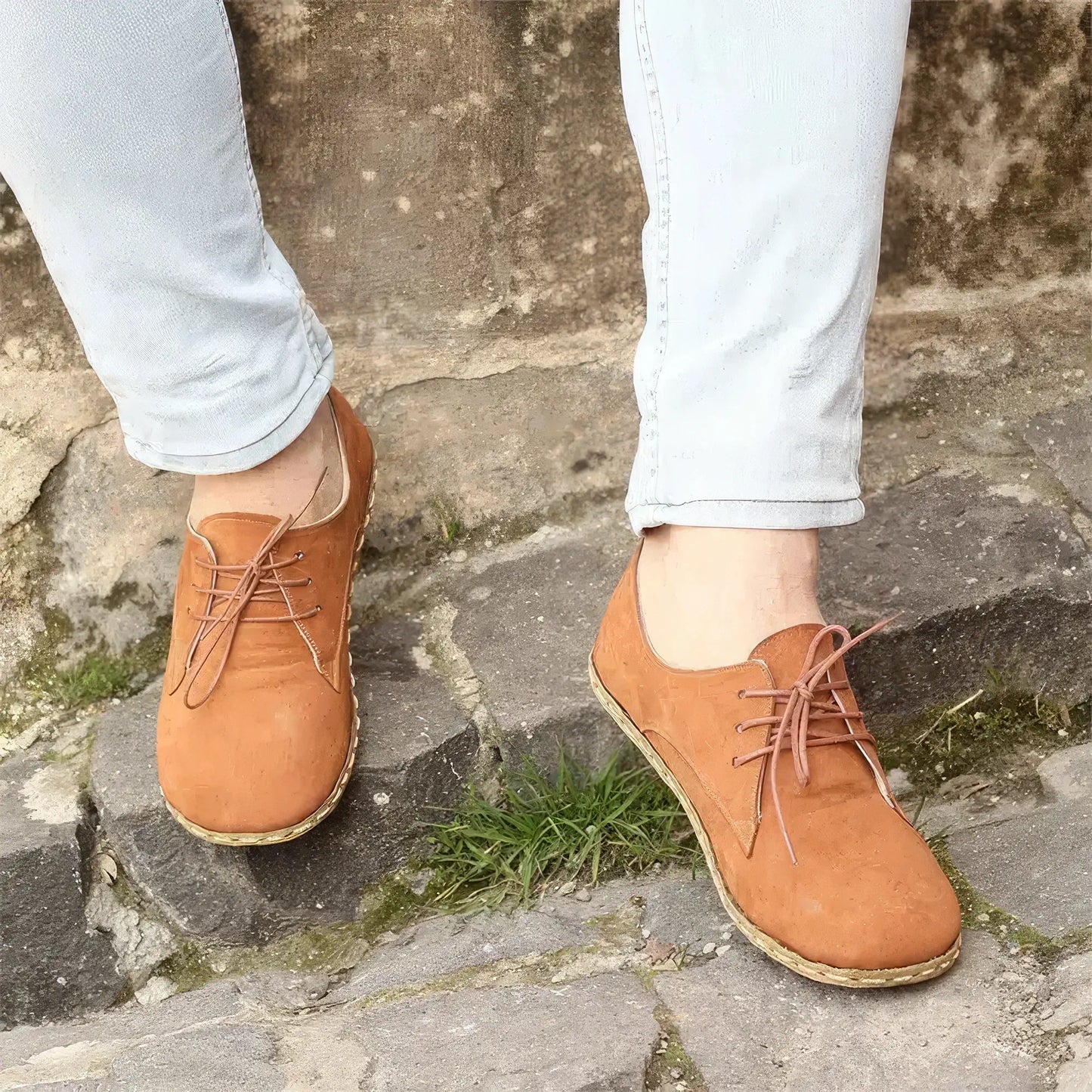 orange grounding shoes for men handmade leather