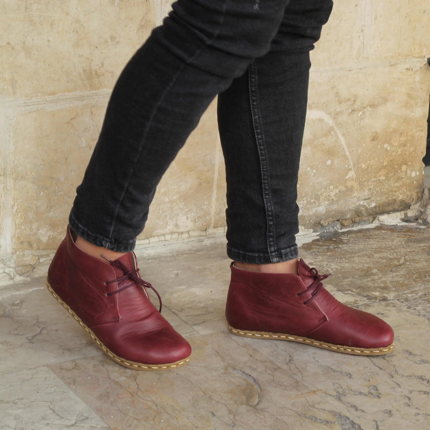 oxford earthing boots burgundy mens