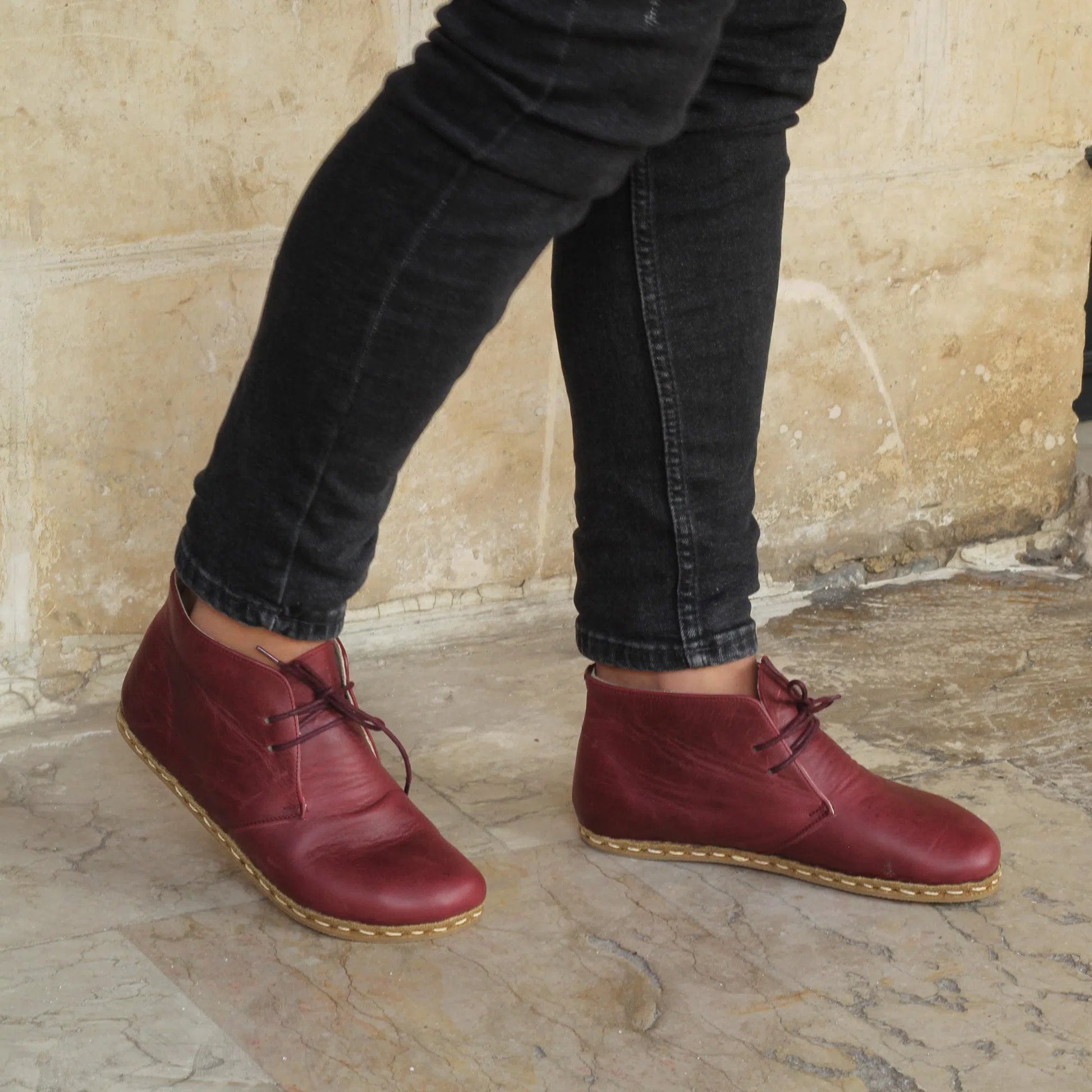 oxford earthing boots burgundy mens