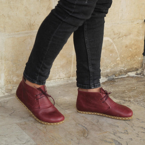 oxford earthing boots burgundy mens