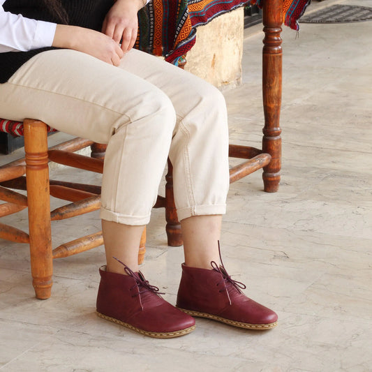 oxford earthing boots burgundy womens