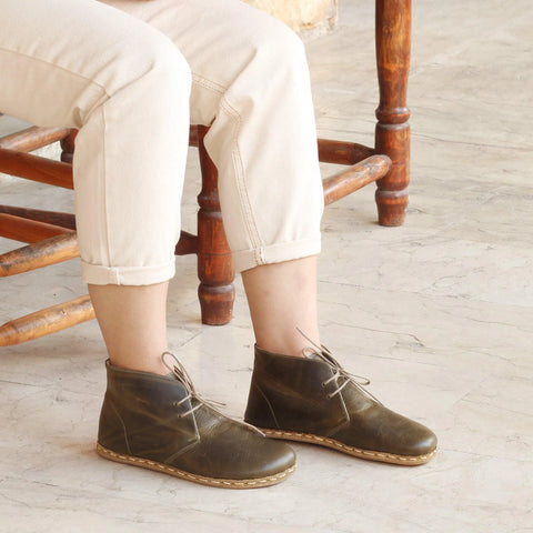 oxford earthing boots olive green womens