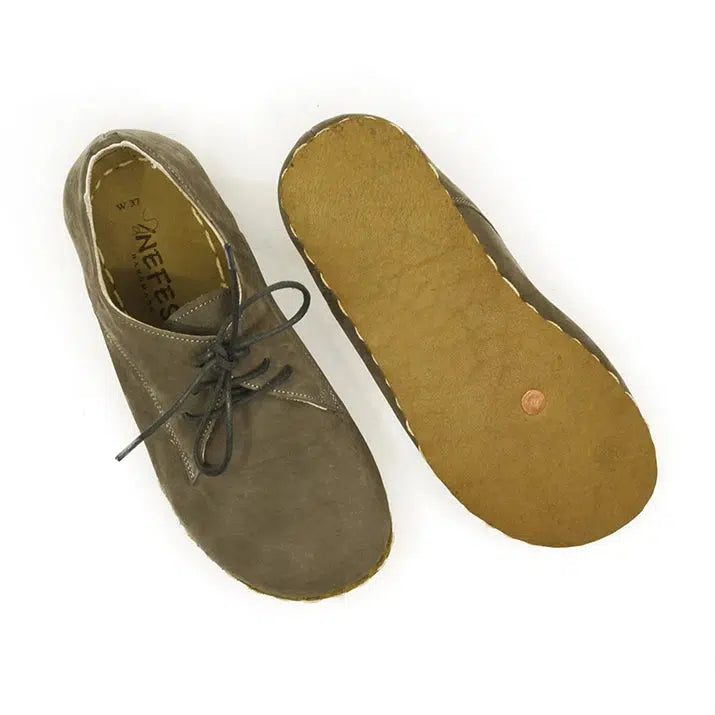 oxford style lace-up nubuck gray womens shoes