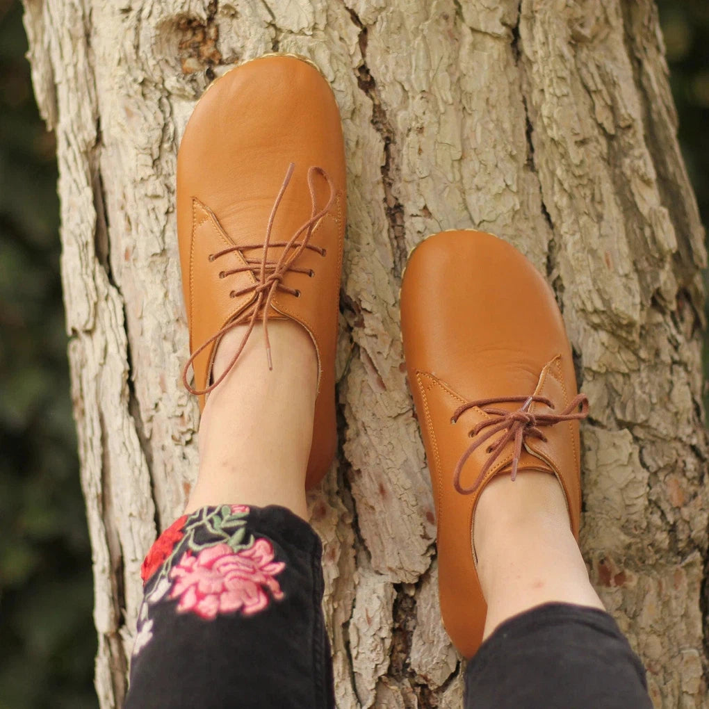 Oxford Style Lace-up Light Brown Women's Shoes-nefesshoes-4-Nefes Shoes