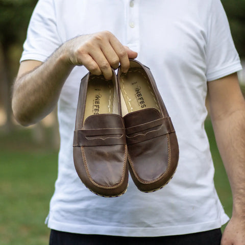 premium handmade leather barefoot earthing shoes men crazy classic brown
