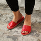 red leather slippers women handmade gift idea
