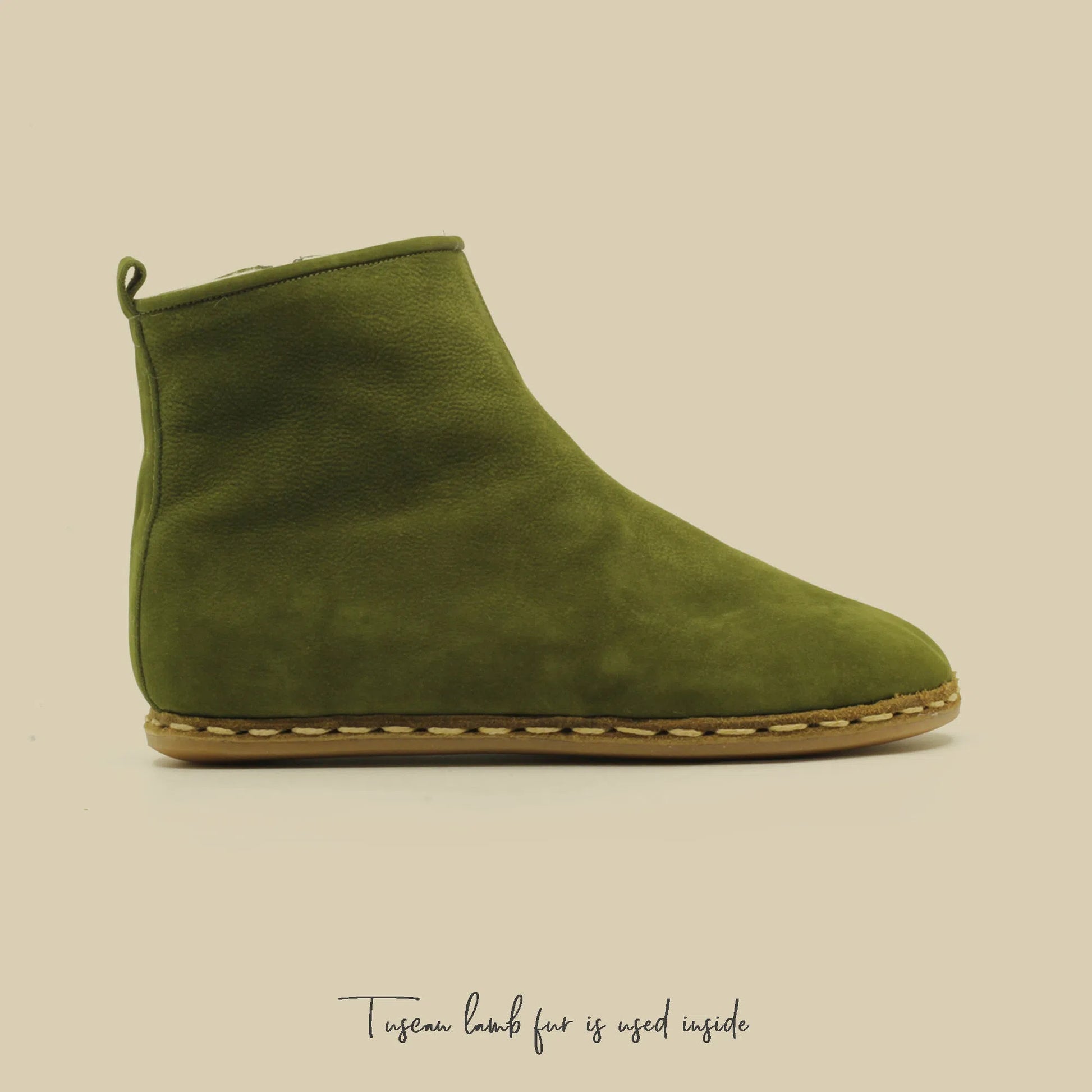 Shearling Ankle Boots Green for Women-Women's Boots-nefesshoes-3-Nefes Shoes